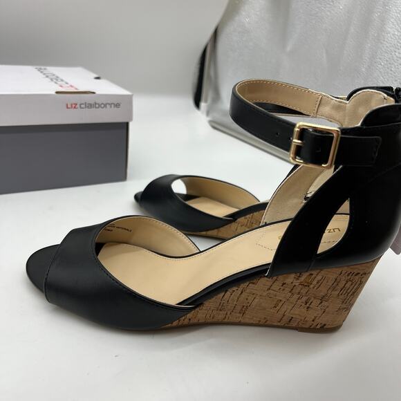 Liz Claiborne Womens Octavia Wedge Sandals Black Size 10M - Picture 7 of 11